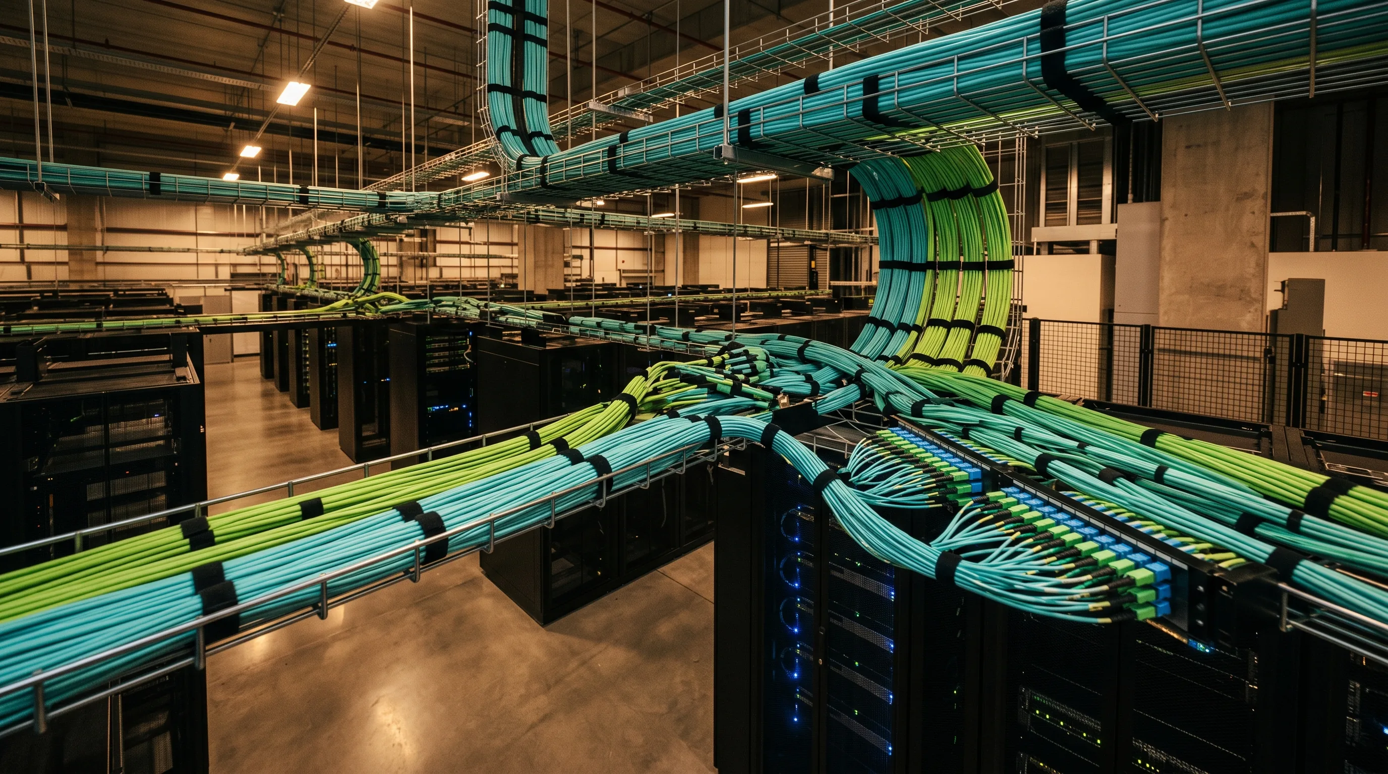 OM4 and OM5 multimode fiber optic cables used in high-speed data center and enterprise network applications
