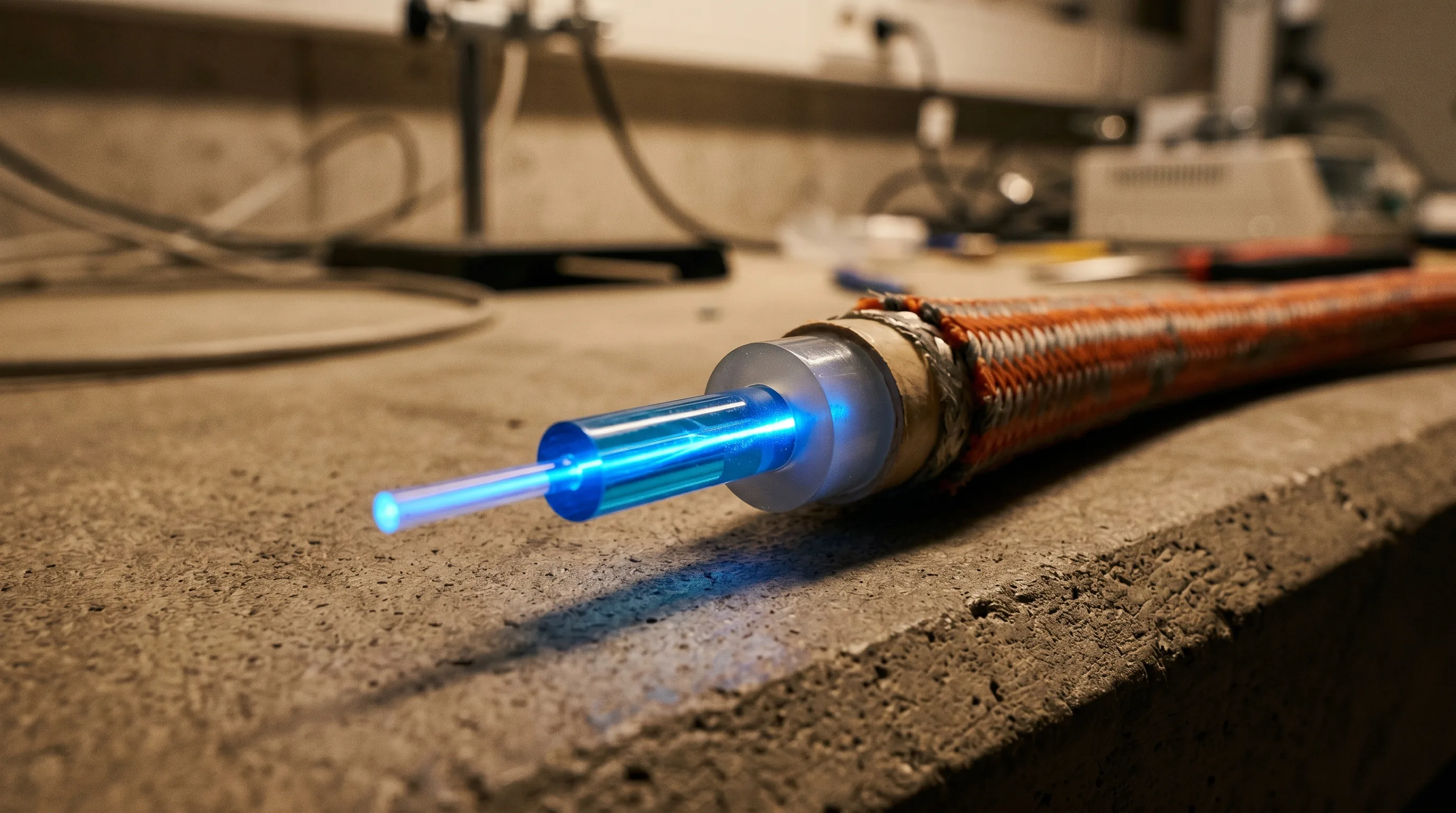 Close-up of single-mode optical fiber strands — illustrating the physical medium that carries and, under specific conditions, can disrupt the light signal