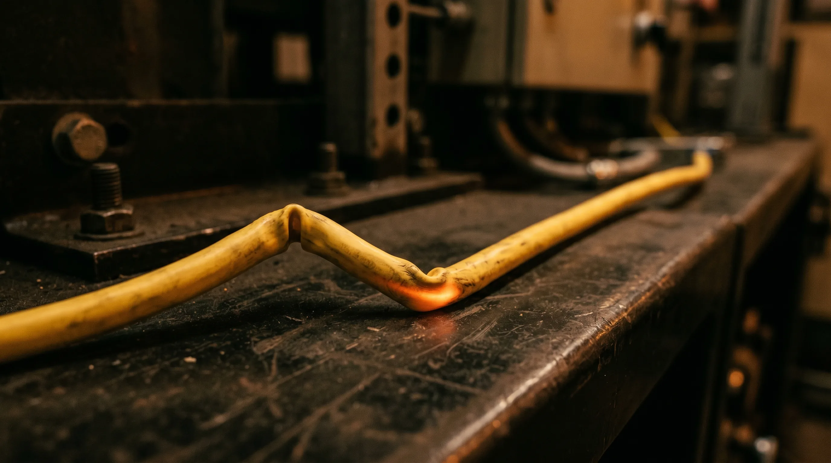 Fiber optic cable illuminated by laser light, illustrating how light-based signals resist electromagnetic interference