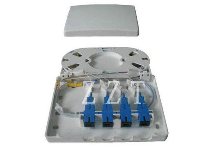 8-port fiber optic distribution box front view with SC adapters