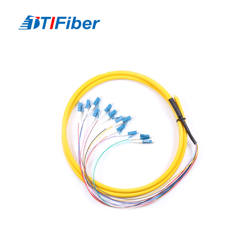 E2000 fiber optic pigtail with spring-loaded dust cap connector