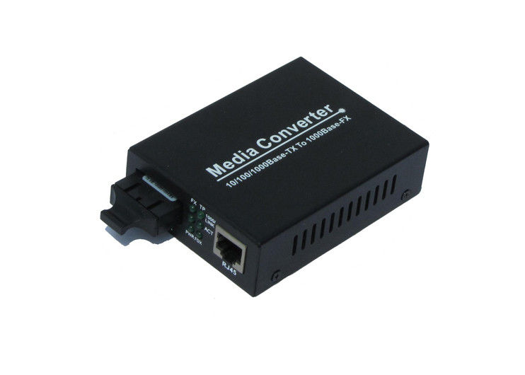 10/100M fast ethernet media converter rear panel with SC fiber port and RJ45 port