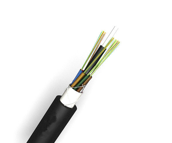 GYFTY non-metallic fiber optic cable showing FRP central strength member and loose tubes
