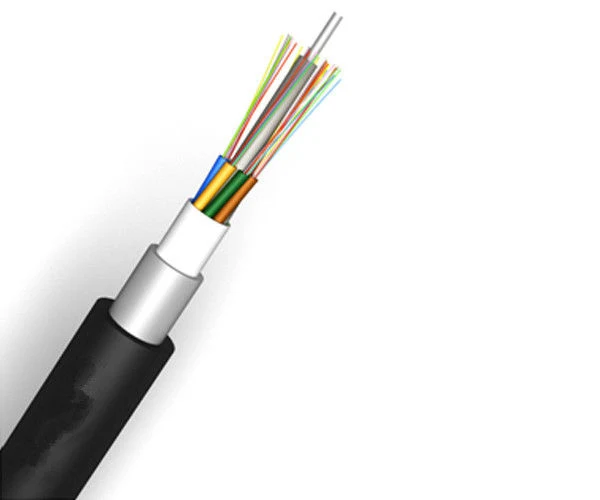 GYTA fiber optic cable cross-section showing aluminum tape armor and loose tubes