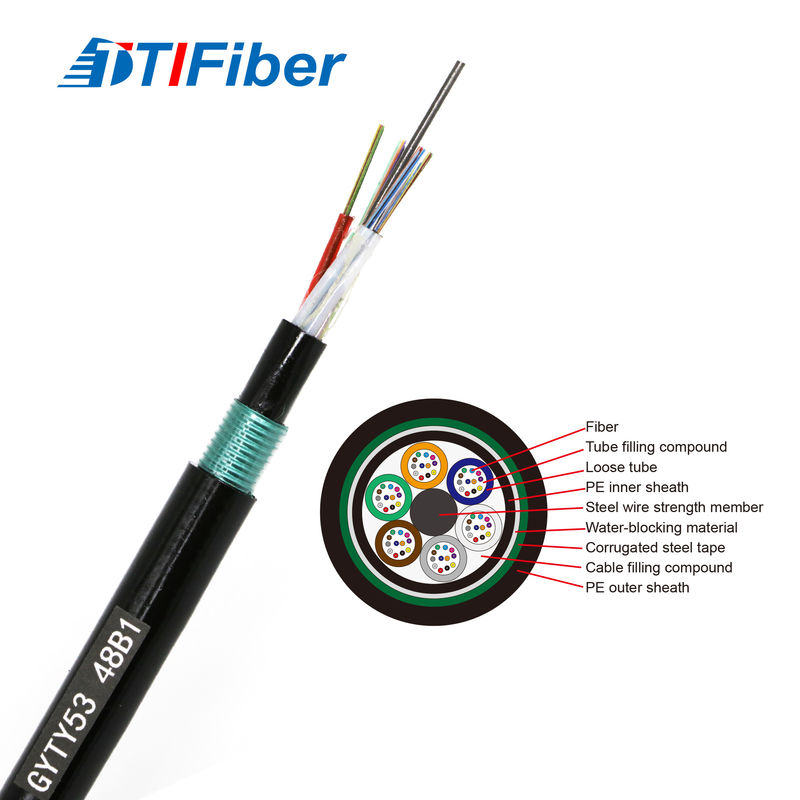 GYTY53 fiber optic cable product photo with PE outer sheath