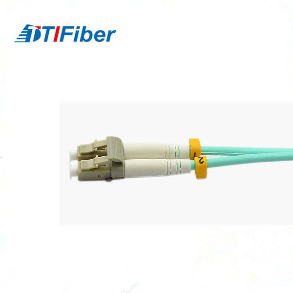 LC to LC OM3 multimode duplex fiber patch cord aqua jacket
