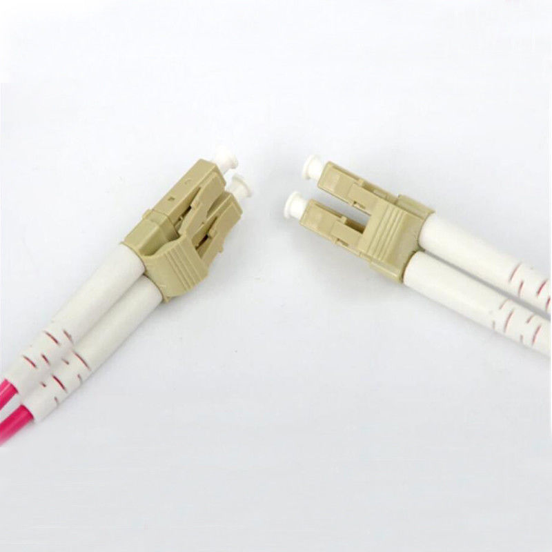 LC/UPC OM4 patch cord violet jacket connector detail