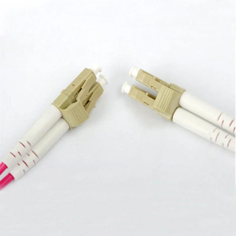 LC/UPC OM4 patch cord violet jacket connector detail