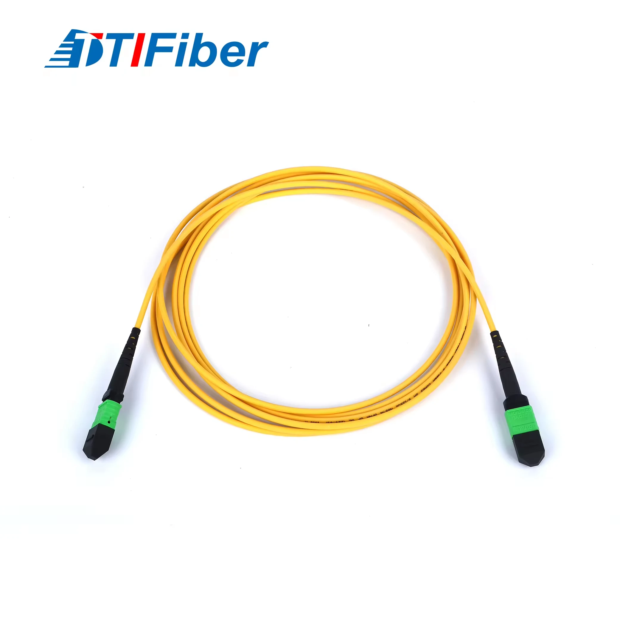 MPO 24-fiber patch cord connector close-up showing 24 fibers