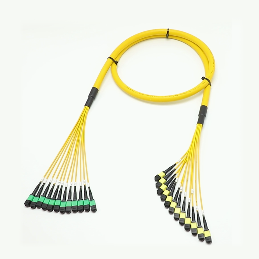 MPO/APC single mode OS2 patch cord with green connectors