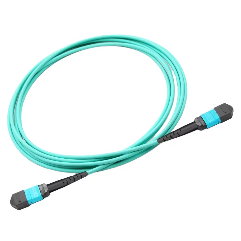 MPO to LC OM3 breakout cable with aqua fan-out legs
