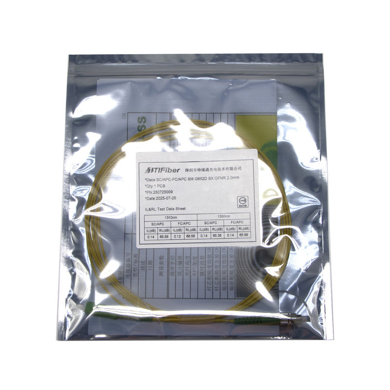 SC/APC patch cord connector detail showing angled polish