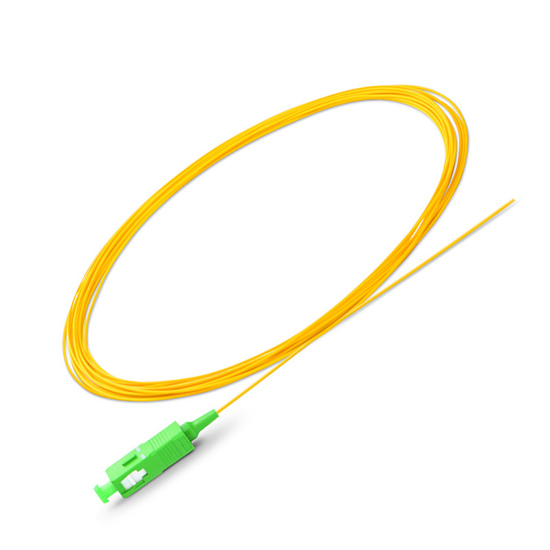 SC/APC single mode fiber optic pigtail with green connector housing