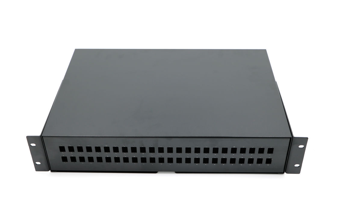 Terminal box with splitter open showing PLC module and output ports